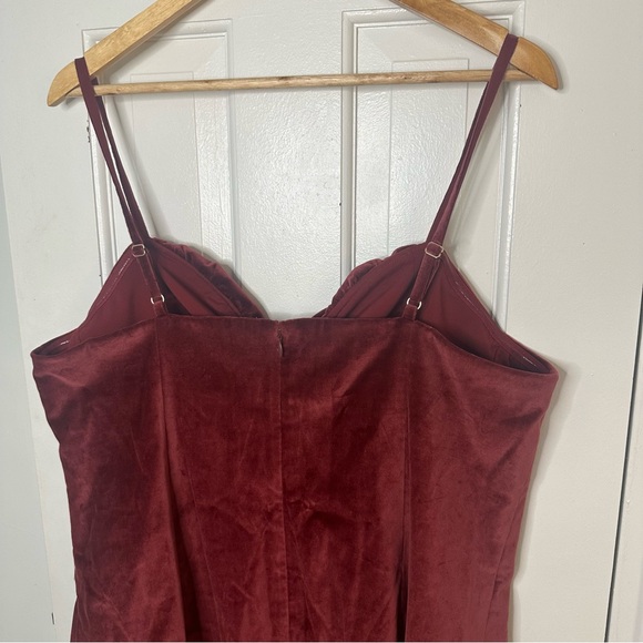 MICHAEL KORS Burgundy Velvet Mini Dress Velour Holiday Dark Valentines Plus 16 - Picture 4 of 8